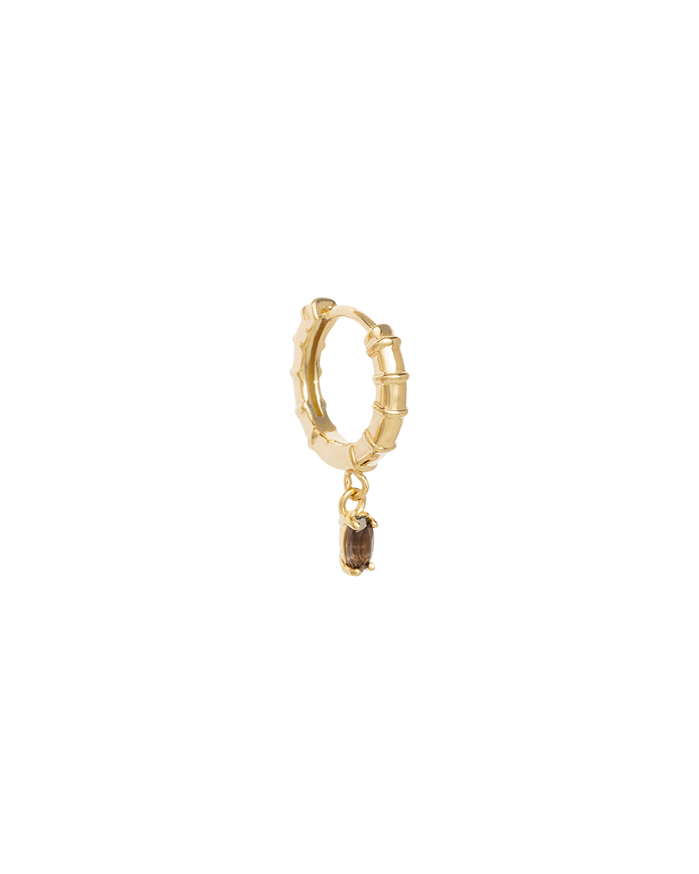 DECO SMOKEY QUARTZ HOOPS (18K GOLD PLATED) - IMAGE 6