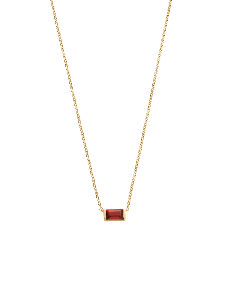 BAGUETTE BIRTHSTONE NECKLACE (18K GOLD VERMEIL)