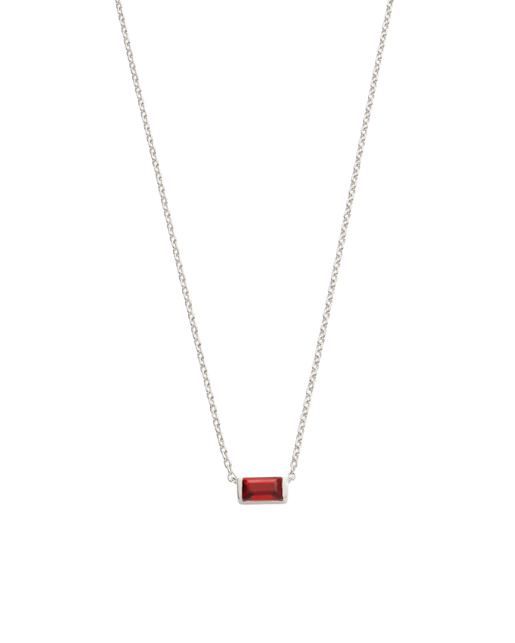 BAGUETTE BIRTHSTONE NECKLACE (STERLING SILVER)