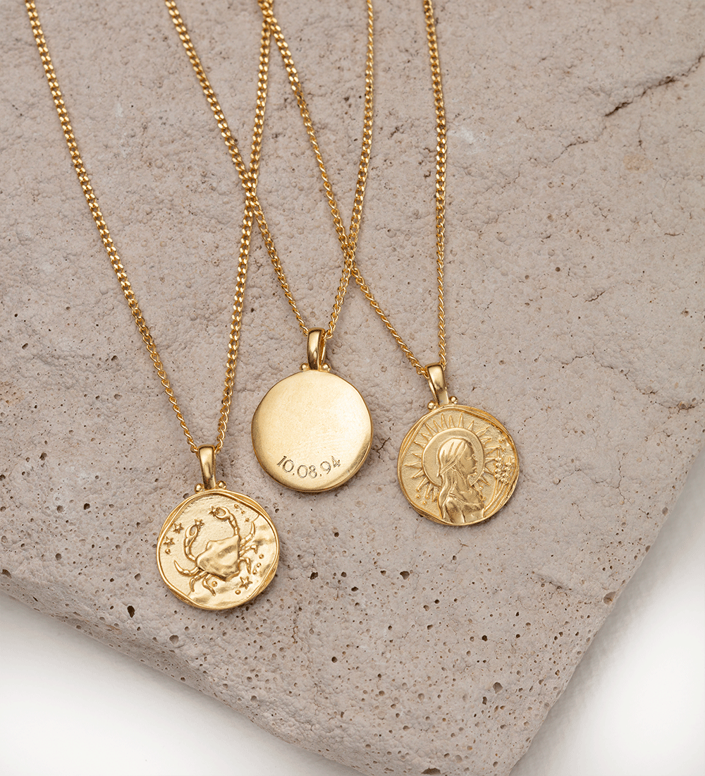Gold zodiac pendant top necklace