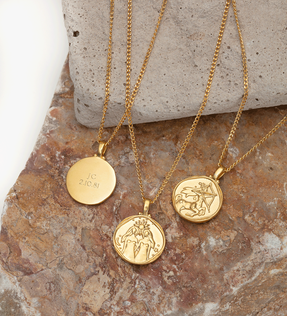 Gemini zodiac necklace top gold
