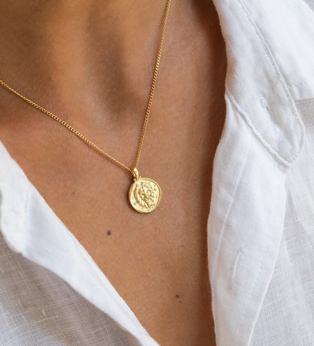14k Gold Dipped Pierced Glass Zodiac Leo Pendant Necklace - Gold : Target