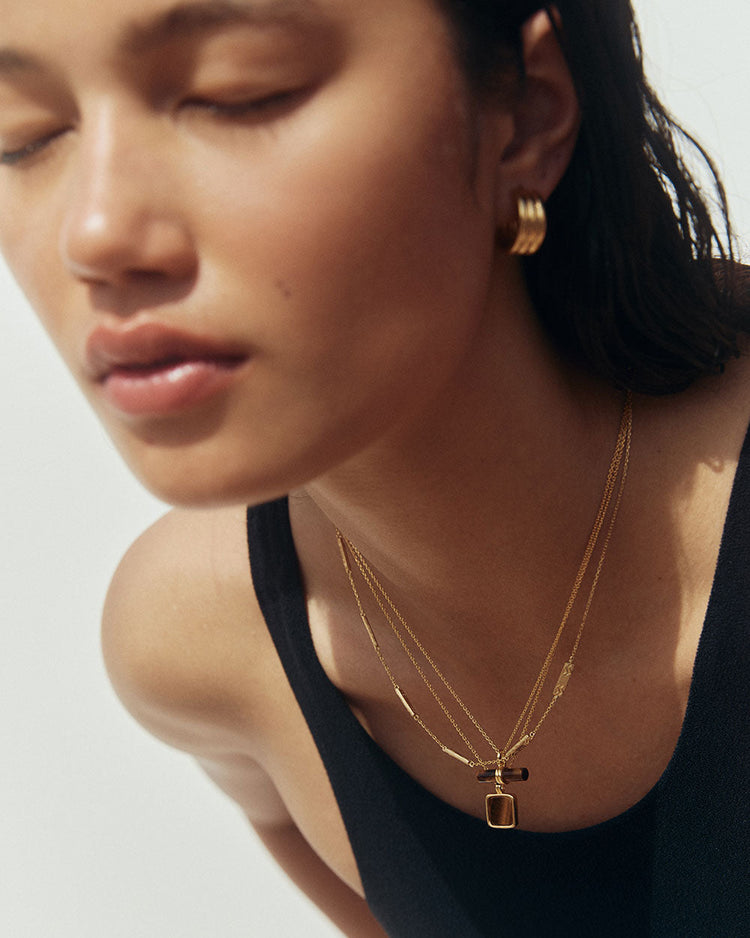 TIGERS EYE PENDANT NECKLACE (18K GOLD VERMEIL) IMAGE 2
