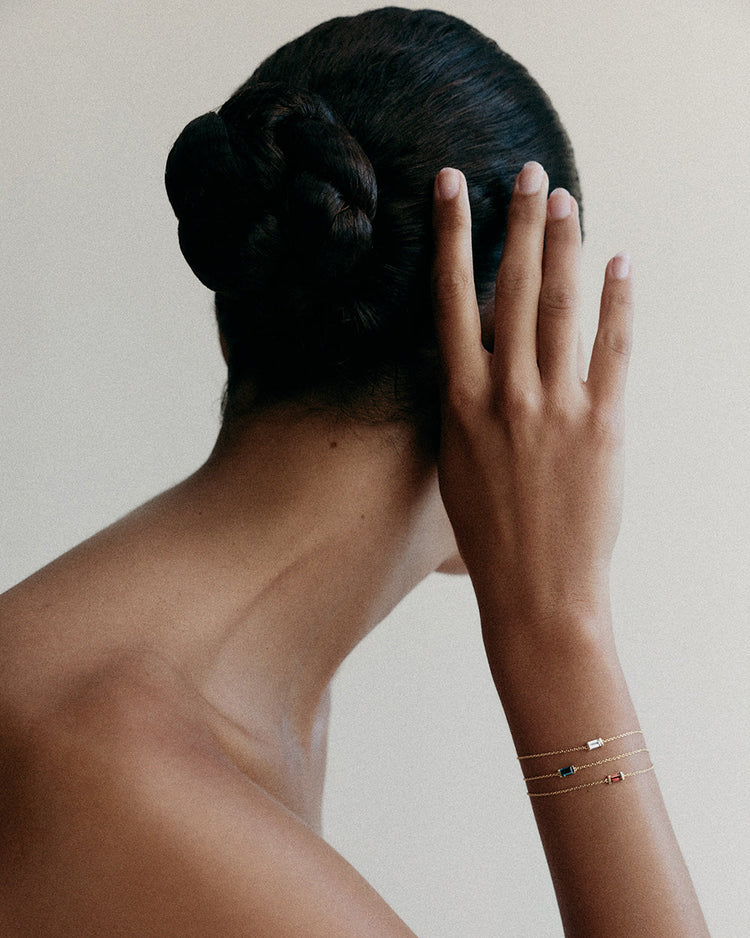 BAGUETTE BIRTHSTONE BRACELET (18K GOLD VERMEIL)