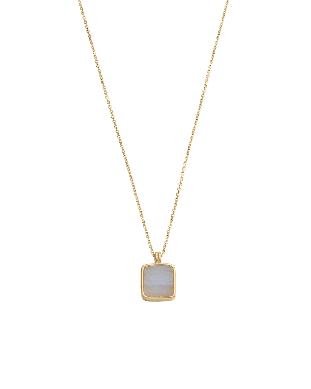 BLUE LACE AGATE PENDANT NECKLACE (18K GOLD VERMEIL)