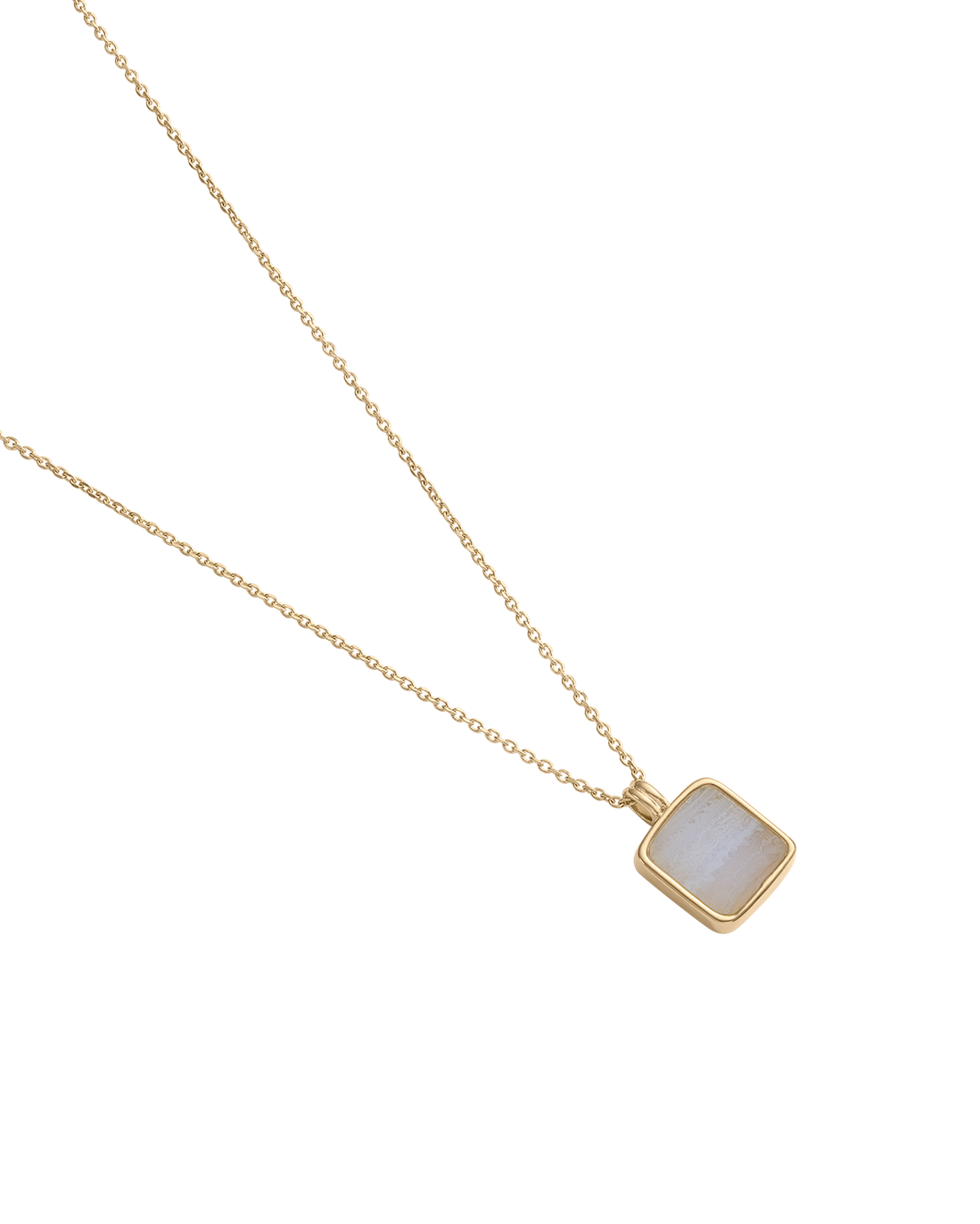 BLUE LACE AGATE PENDANT NECKLACE (18K GOLD VERMEIL)