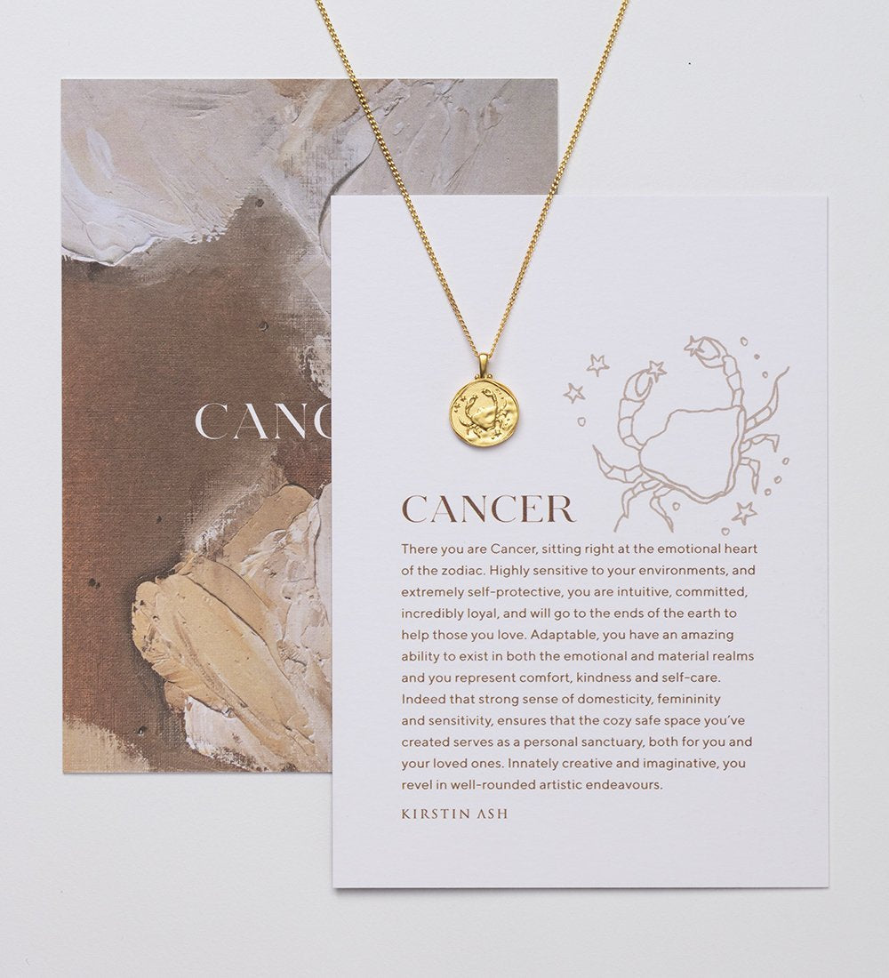 cancer zodiac card 18k gold