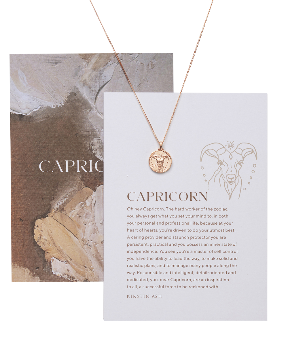 CAPRICORN ZODIAC NECKLACE (18K ROSE GOLD VERMEIL) - IMAGE 4