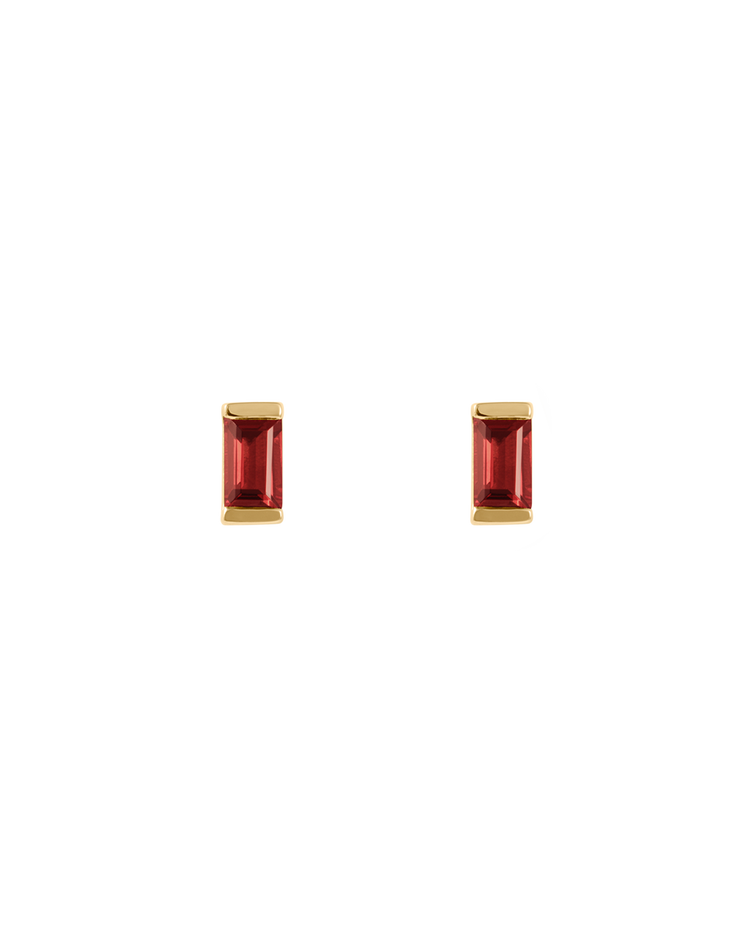 BAGUETTE BIRTHSTONE STUDS (18K GOLD PLATED)