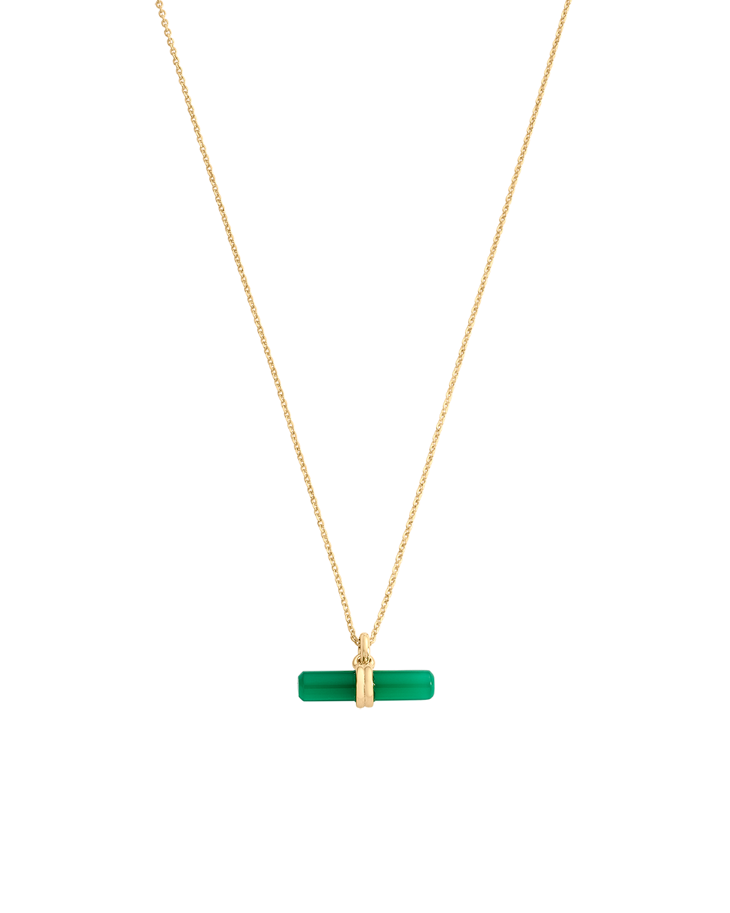 GREEN ONYX T-BAR NECKLACE (18K GOLD VERMEIL) IMAGE 1