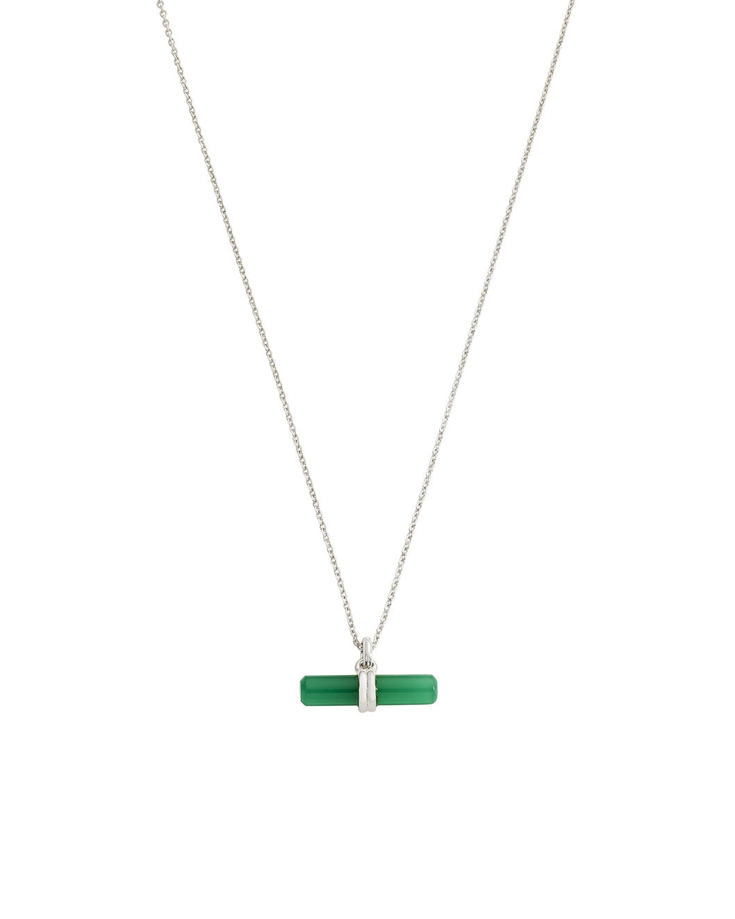 GREEN ONYX T-BAR NECKLACE (STERLING SILVER)