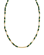 MALACHITE BEADED NECKLACE (18K GOLD PLATED) IMAGE 1