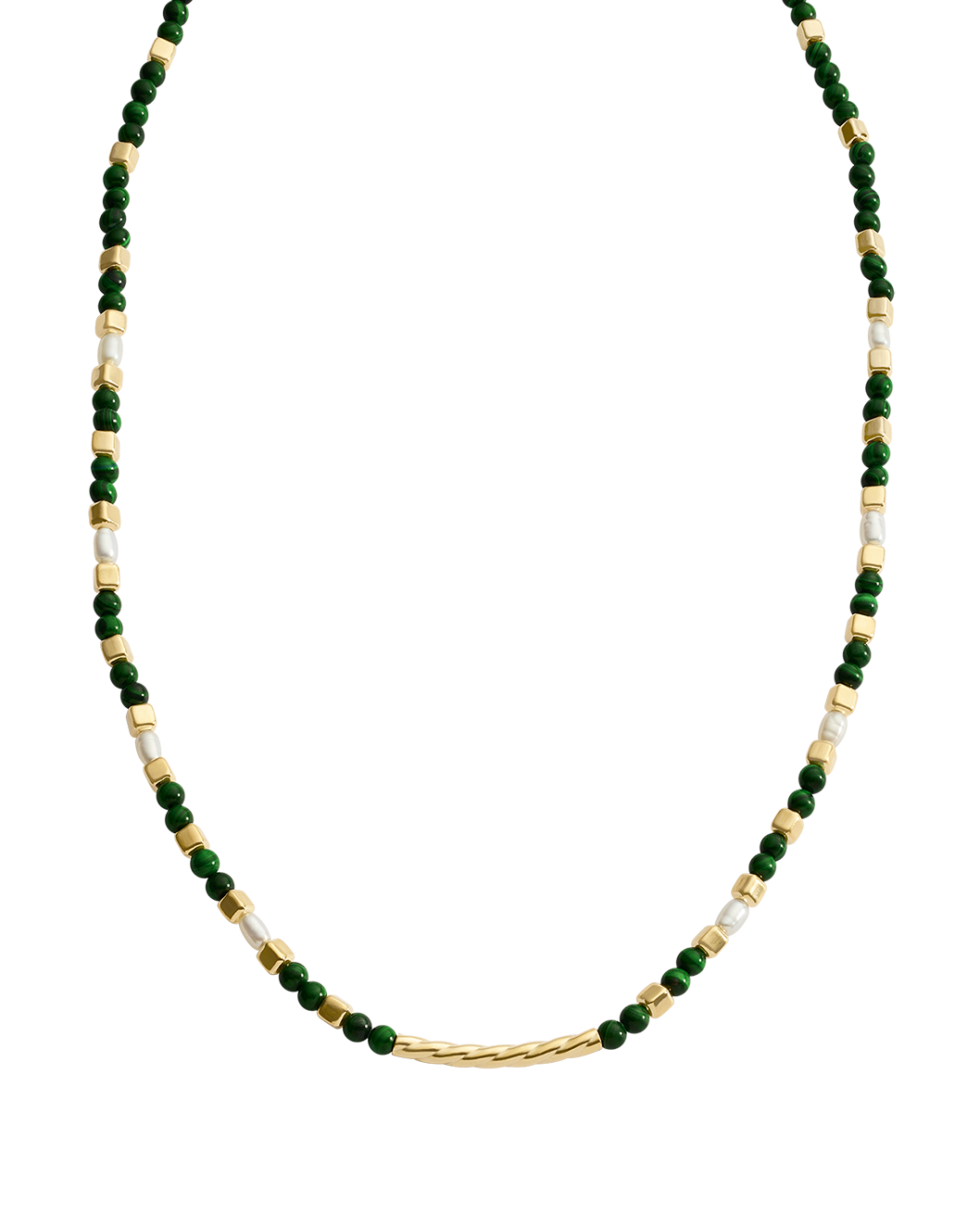 MALACITE BEADED NECKLACE (18K GOLD PLATED)