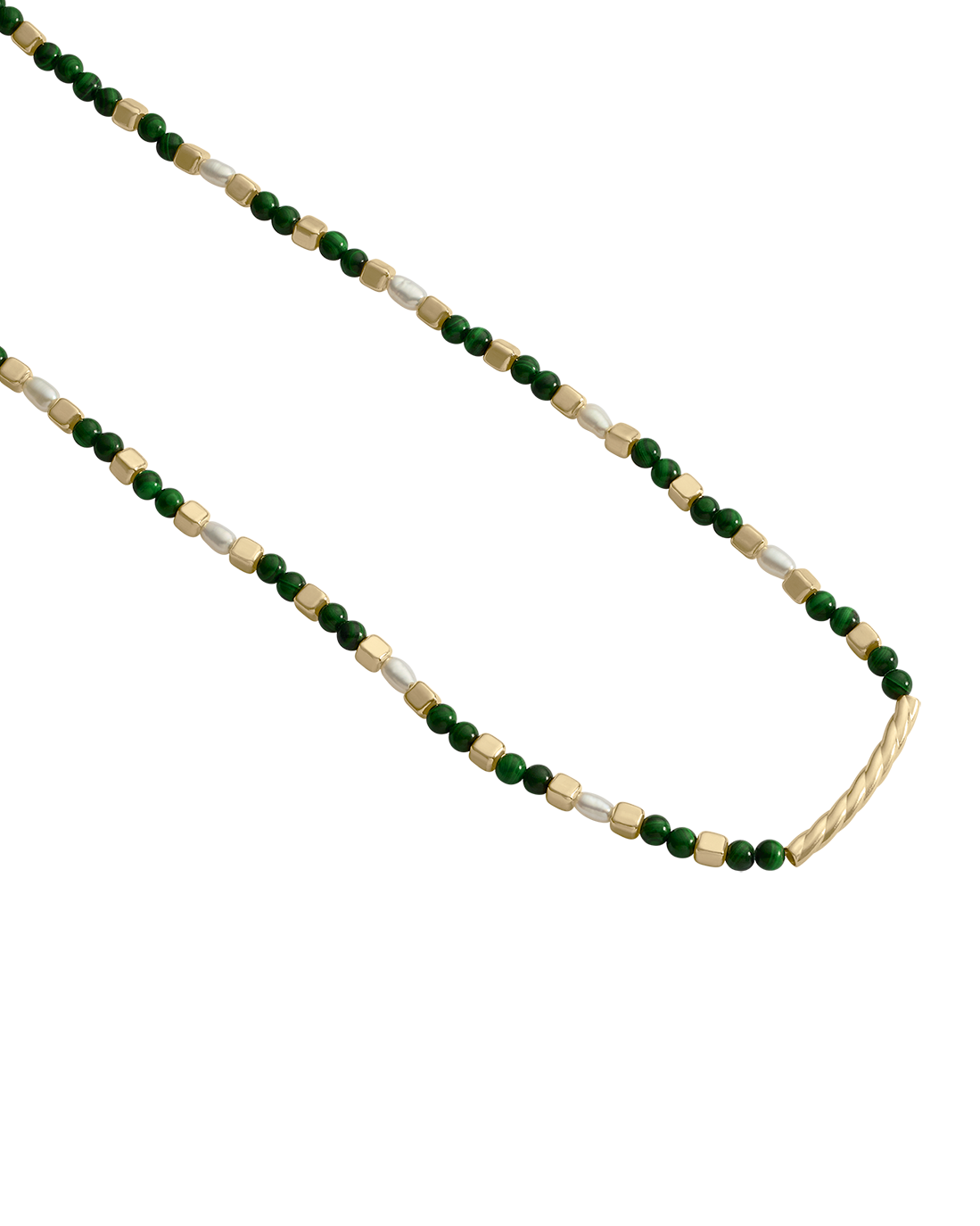 MALACHITE BEADED NECKLACE (18K GOLD PLATED) IMAGE 4