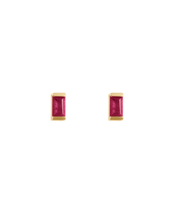 BAGUETTE BIRTHSTONE STUDS (18K GOLD PLATED)