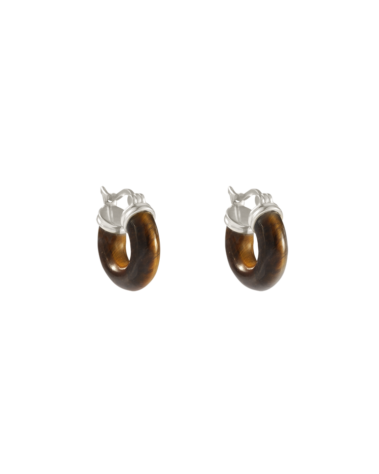 TEMPO TIGERS EYE HOOPS (STERLING SILVER) IMAGE 1