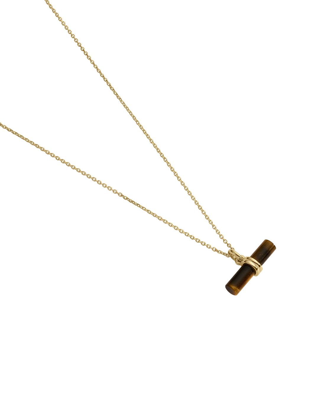 TIGERS EYE T-BAR NECKLACE (18K GOLD VERMEIL)