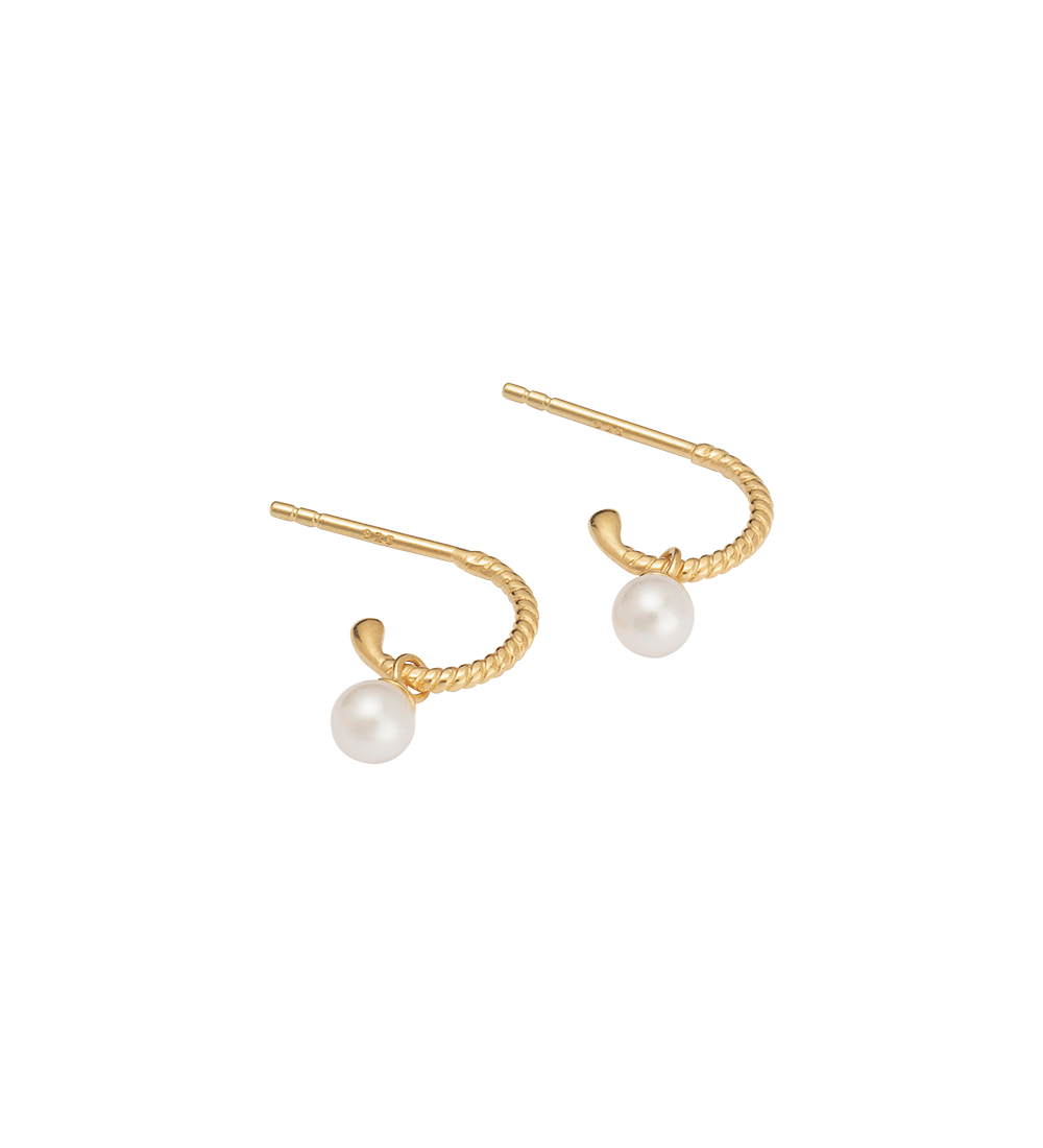 TINY PEARL HOOPS (18K GOLD PLATED) - IMAGE 7