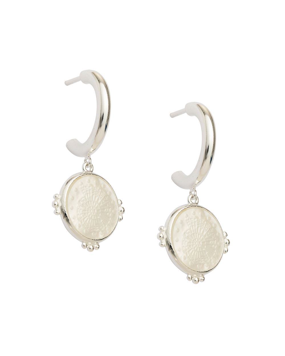 FOSSIL SHELL HOOPS (STERLING SILVER) - IMAGE 1