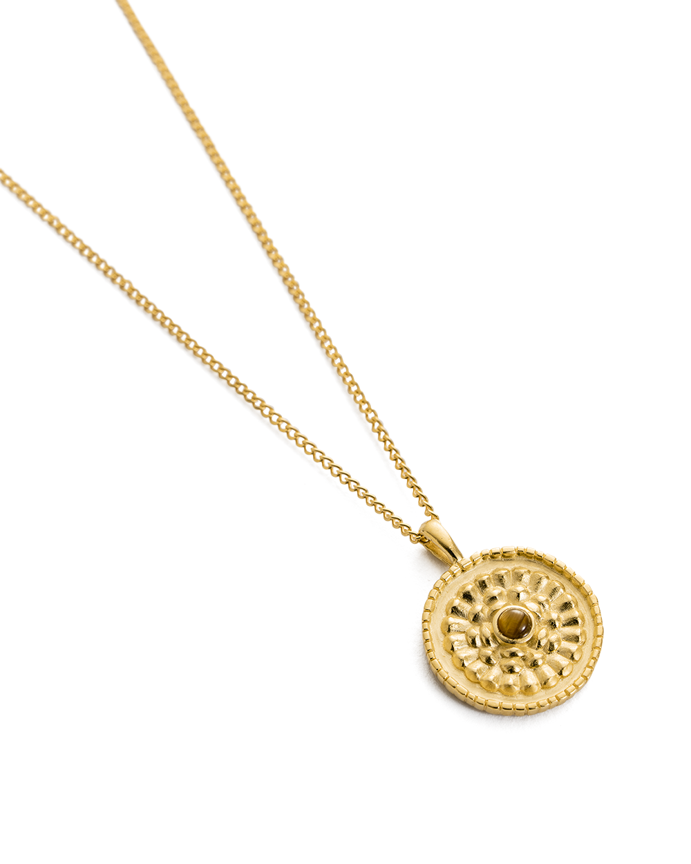 TIGERS EYE COIN NECKLACE (18K GOLD VERMEIL) - IMAGE 4